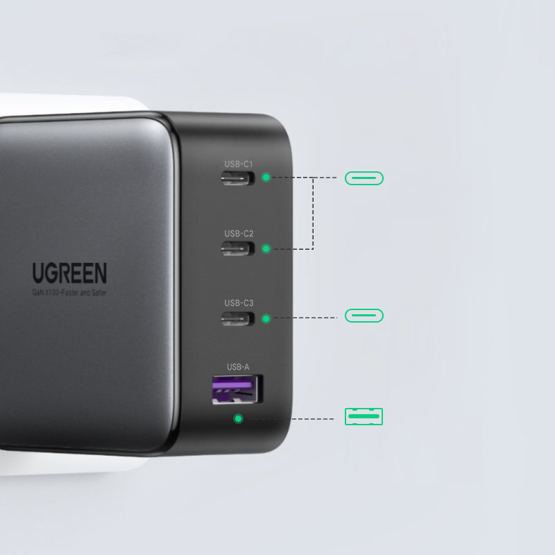 Ugreen Chargeur rapide USB 100W 4 ports 40747 - Fiche technique